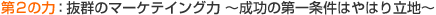 ��2�̗́F���Q�̃}�[�P�e�C���O�́`�����̑������͂�͂藧�n�`